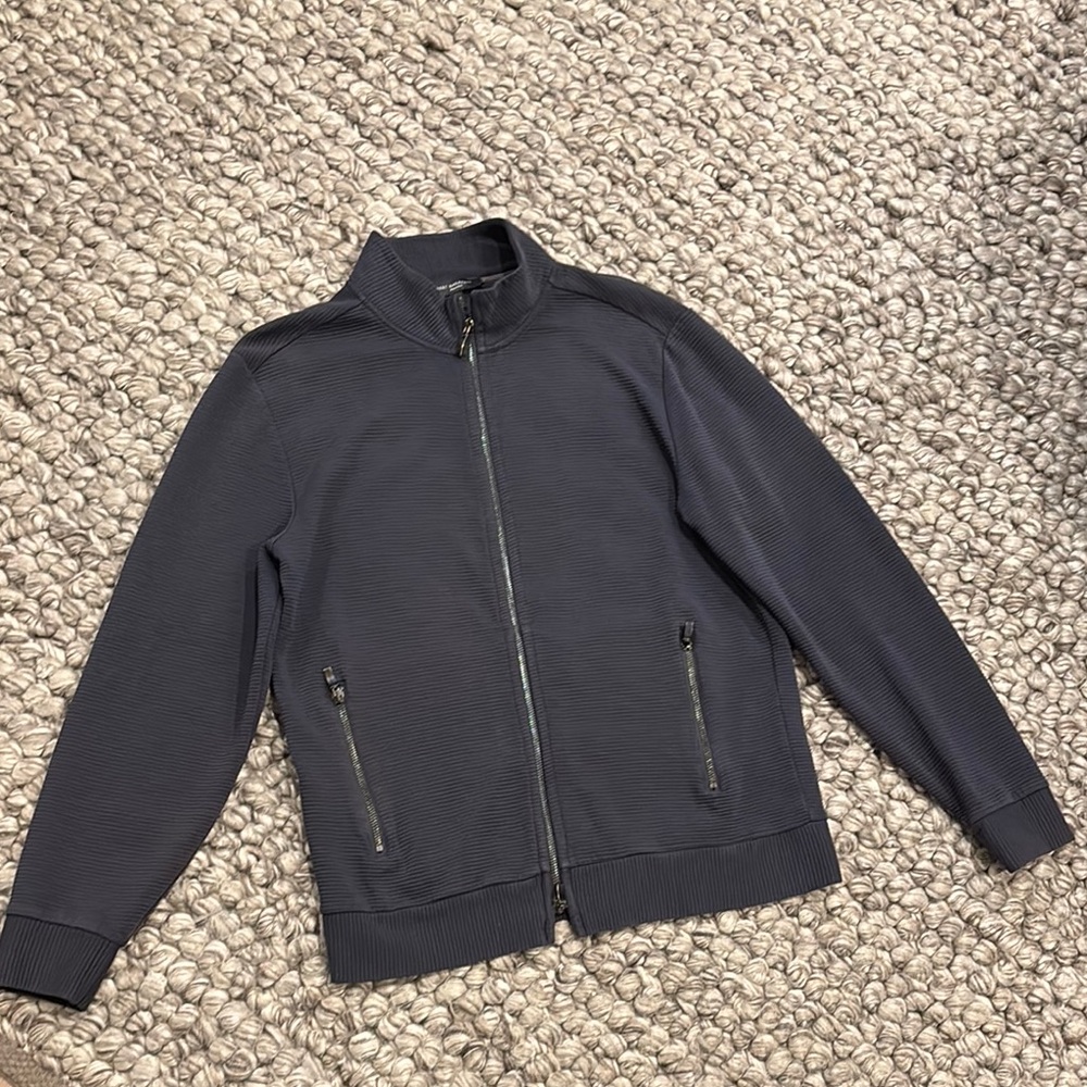 Robert Barakett 100% Cotton Gray Zip Up with Standing Collar